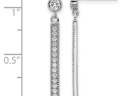 Sterling silver cubic zirconia bar drop earrings, further view