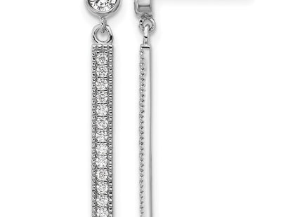 Sterling silver cubic zirconia bar drop earrings