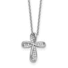 Cheryl M Sterling Silver Rhodium-plated Polished CZ Cross with Extension Necklace