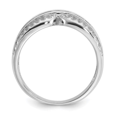 Cheryl M Sterling Silver Rhodium-plated Polished Fancy CZ Ring