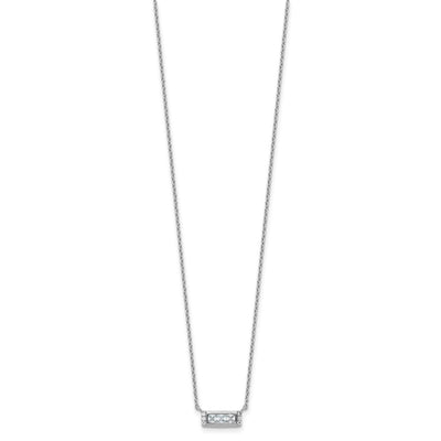 Cheryl M Sterling Silver Rhodium-plated Polished Fancy CZ Bar Necklace