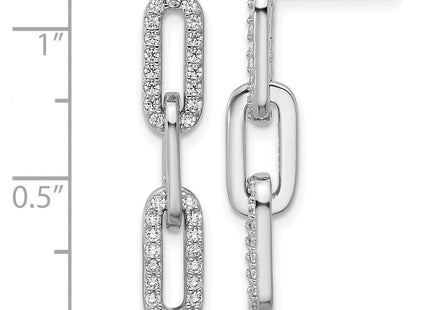 Cheryl M Sterling Silver Rhodium-plated Polished CZ Paperclip Link Post Dangle Earrings (Style QCM1766)