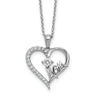 Cheryl M Sterling Silver Rhodium-plated Polished CZ Mom Heart with Extension Necklace