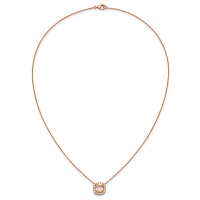Cheryl M Sterling Silver Rose Gold-plated Polished CZ and Pink Glass Halo Necklace