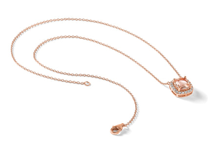 Cheryl M Sterling Silver Rose Gold-plated Polished CZ and Pink Glass Halo Necklace