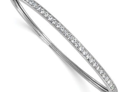 Cheryl M Sterling Silver Rhodium-plated Polished CZ Hinged Bangle (Style QCM1775)