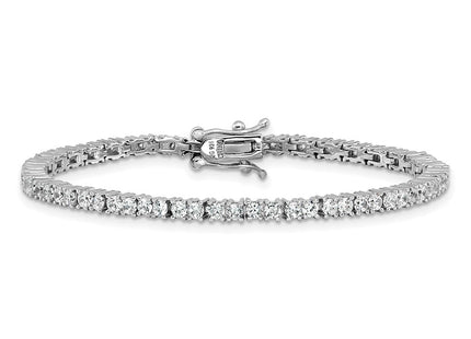 Cheryl M Sterling Silver Rhodium-plated Polished CZ with Safety Clasp Tennis Bracelet (Style QCM1778-6.75)