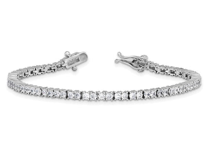 Cheryl M Sterling Silver Rhodium-plated Polished CZ with Safety Clasp Tennis Bracelet (Style QCM1778-6.75)