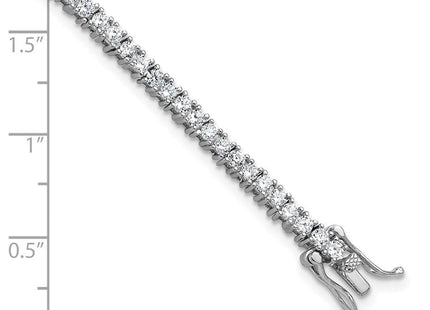 Cheryl M Sterling Silver Rhodium-plated Polished CZ with Safety Clasp Tennis Bracelet (Style QCM1778-6.75)