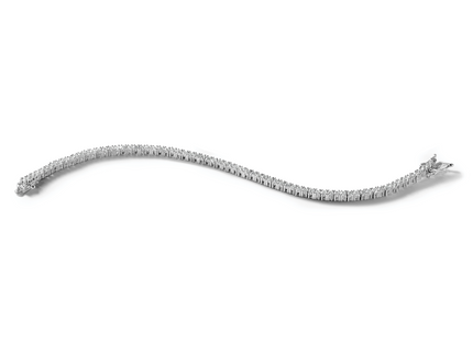 Cheryl M Sterling Silver Rhodium-plated Polished CZ with Safety Clasp Tennis Bracelet, 6.75 x 2.8mm