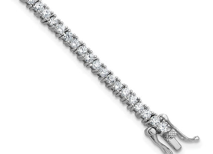 Cheryl M Sterling Silver Rhodium-plated Polished CZ with Safety Clasp Tennis Bracelet (Style QCM1778-6.75)