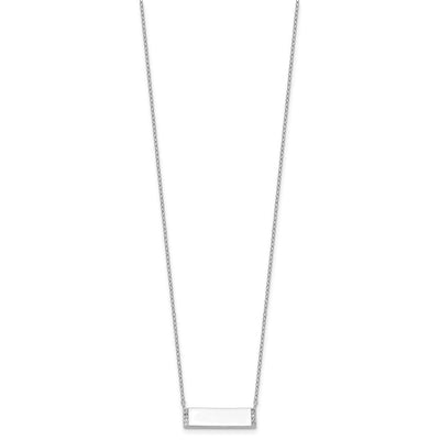 Cheryl M Sterling Silver Rhodium-plated Polished CZ Bar Necklace, 18 x 7.7mm