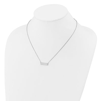 Cheryl M Sterling Silver Rhodium-plated Polished CZ Bar Necklace, 18 x 7.7mm
