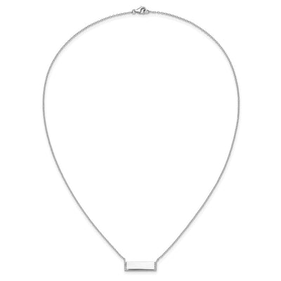 Cheryl M Sterling Silver Rhodium-plated Polished CZ Bar Necklace, 18 x 7.7mm