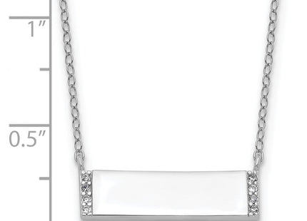 Cheryl M Sterling Silver Rhodium-plated Polished CZ Bar Necklace (Style QCM1792-18)