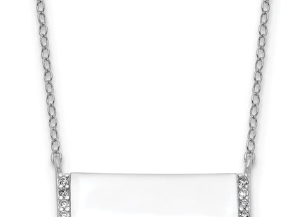 Cheryl M Sterling Silver Rhodium-plated Polished CZ Bar Necklace (Style QCM1792-18)
