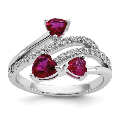 Sterling silver cubic zirconia heart ring