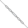 Cheryl M Sterling Silver Rhodium-plated Polished CZ Links with 1. Extension Bracelet