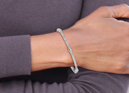 Sterling silver cubic zirconia bangle, further view