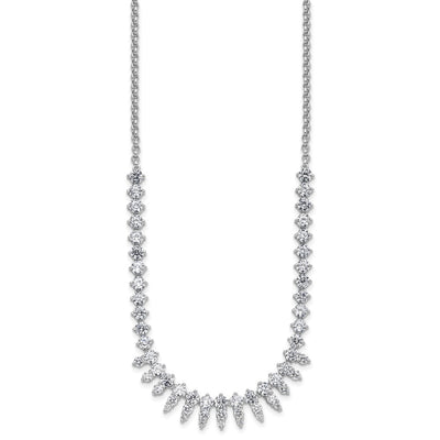 Cheryl M Sterling Silver Rhodium-plated Polished Fancy CZ Necklace, 18 x 10.8mm