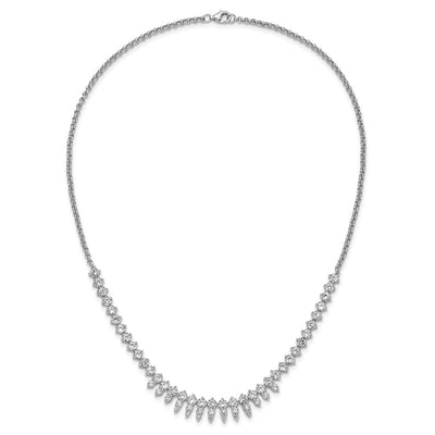 Cheryl M Sterling Silver Rhodium-plated Polished Fancy CZ Necklace, 18 x 10.8mm