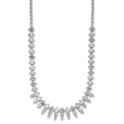 Cheryl M Sterling Silver Rhodium-plated Polished Fancy CZ Necklace, 18 x 10.8mm