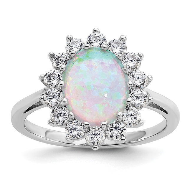 Sterling silver cubic zirconia oval ring