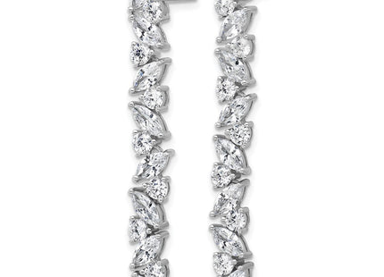 Cheryl M Sterling Silver Rhodium-plated Polished Fancy CZ Post Dangle Earrings (Style QCM1809)