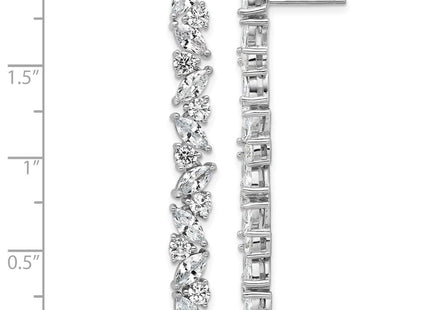 Cheryl M Sterling Silver Rhodium-plated Polished Fancy CZ Post Dangle Earrings (Style QCM1809)