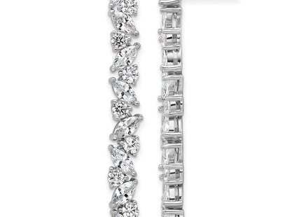 Cheryl M Sterling Silver Rhodium-plated Polished Fancy CZ Post Dangle Earrings (Style QCM1809)