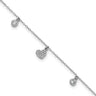 Cheryl M Sterling Silver Rhodium-plated Polished CZ Heart 9. with Extension Anklet