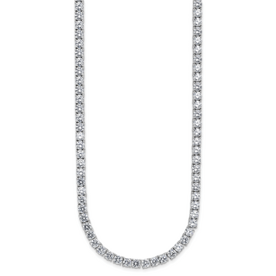 Cheryl M Sterling Silver Rhodium-plated Polished CZ with Safety Clasp Tennis Necklace, 18 x 4mm