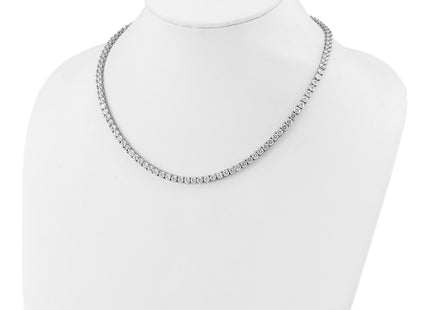 Cheryl M Sterling Silver Rhodium-plated Polished CZ with Safety Clasp Tennis Necklace, 18 x 4mm