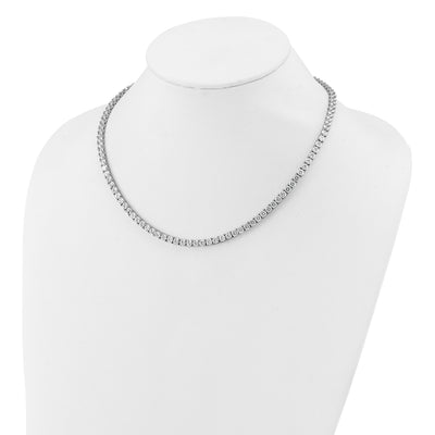 Cheryl M Sterling Silver Rhodium-plated Polished CZ with Safety Clasp Tennis Necklace, 18 x 4mm