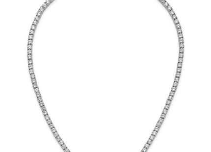 Cheryl M Sterling Silver Rhodium-plated Polished CZ with Safety Clasp Tennis Necklace, 18 x 4mm