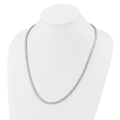 Cheryl M Sterling Silver Rhodium-plated Polished CZ with Safety Clasp Tennis Necklace, 18 x 4mm