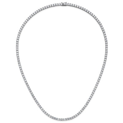 Cheryl M Sterling Silver Rhodium-plated Polished CZ with Safety Clasp Tennis Necklace, 18 x 4mm