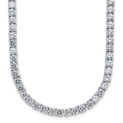 Cheryl M Sterling Silver Rhodium-plated Polished CZ with Safety Clasp Tennis Necklace, 18 x 4mm