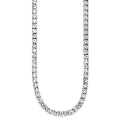 Cheryl M Sterling Silver Rhodium-plated Polished CZ with Safety Clasp Tennis Necklace, 18 x 5mm