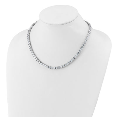 Cheryl M Sterling Silver Rhodium-plated Polished CZ with Safety Clasp Tennis Necklace, 18 x 5mm