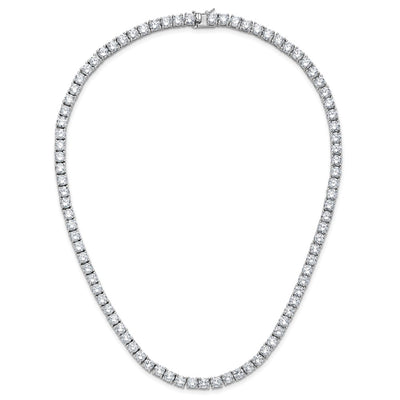 Cheryl M Sterling Silver Rhodium-plated Polished CZ with Safety Clasp Tennis Necklace, 18 x 5mm