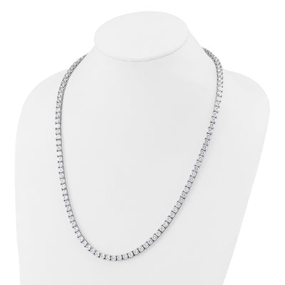 Cheryl M Sterling Silver Rhodium-plated Polished CZ with Safety Clasp Tennis Necklace, 18 x 5mm