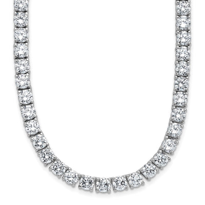 Cheryl M Sterling Silver Rhodium-plated Polished CZ with Safety Clasp Tennis Necklace, 18 x 5mm
