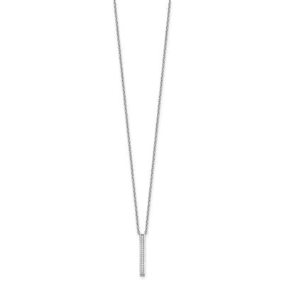 Cheryl M Sterling Silver Rhodium-plated Polished CZ Bar Necklace, 18 x 20.3mm