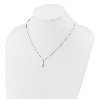Cheryl M Sterling Silver Rhodium-plated Polished CZ Bar Necklace, 18 x 20.3mm