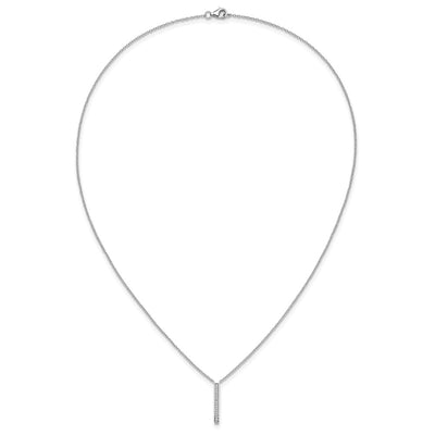 Cheryl M Sterling Silver Rhodium-plated Polished CZ Bar Necklace, 18 x 20.3mm
