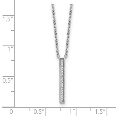 Cheryl M Sterling Silver Rhodium-plated Polished CZ Bar Necklace, 18 x 20.3mm