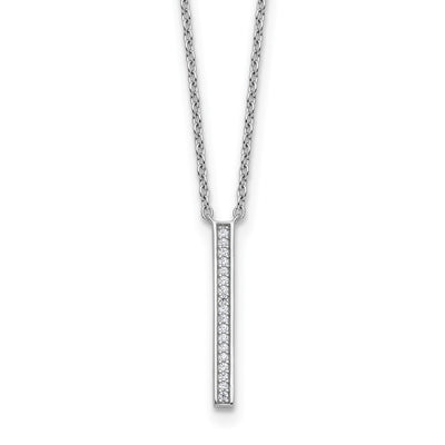 Cheryl M Sterling Silver Rhodium-plated Polished CZ Bar Necklace, 18 x 20.3mm