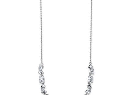 Cheryl M Sterling Silver Rhodium-plated Polished Fancy CZ Necklace (Style QCM1820-18)