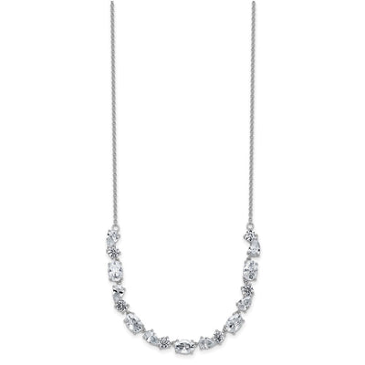 Cheryl M Sterling Silver Rhodium-plated Polished Fancy CZ Necklace, 18 x 5.1mm